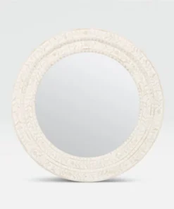 Made Goods New Arrivals Lexi Mirror 32" Natural Bone And White Resin