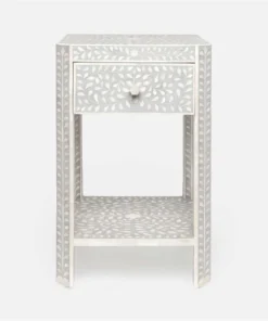 Made Goods New Arrivals Lexi Single Nightstand Natural Bone And Gray Resin