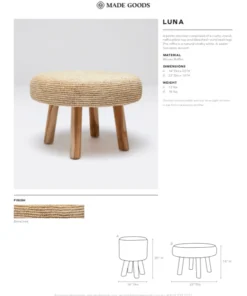 Made Goods New Arrivals Luna Stool Large Bleached Raffia