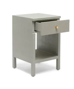 Made Goods New Arrivals Maris Single Nightstand Light Grey Faux Belgian Linen
