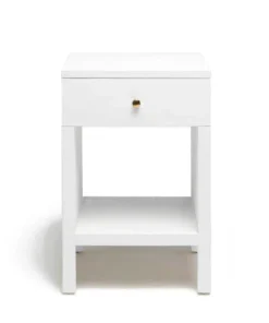 Made Goods New Arrivals Maris Single Nightstand Designer White Faux Belgian Linen