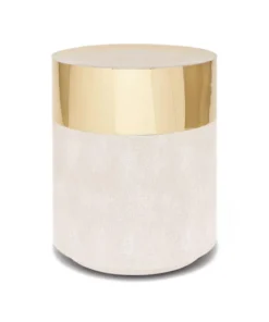 Made Goods New Arrivals Maxine Stool Brass And Snow Faux Shagreen