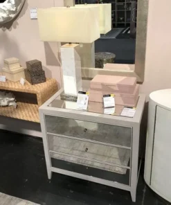 Made Goods Mia Double Nightstand French Gray Vintage Faux Shagreen New Arrivals