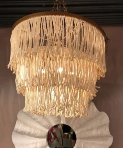 Made Goods New Arrivals Arricka Chandelier Bleached Abaca Rope With Gold Metal