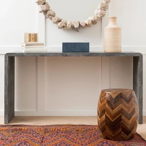 Made Goods Harlow 60" Console Cool Gray Faux Shagreen 2 Made Goods Harlow 60" Console Cool Gray Faux Shagreen