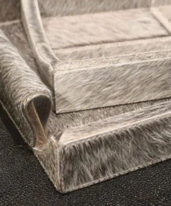 Made Goods Nate Tray Set Gray Hair On Hide