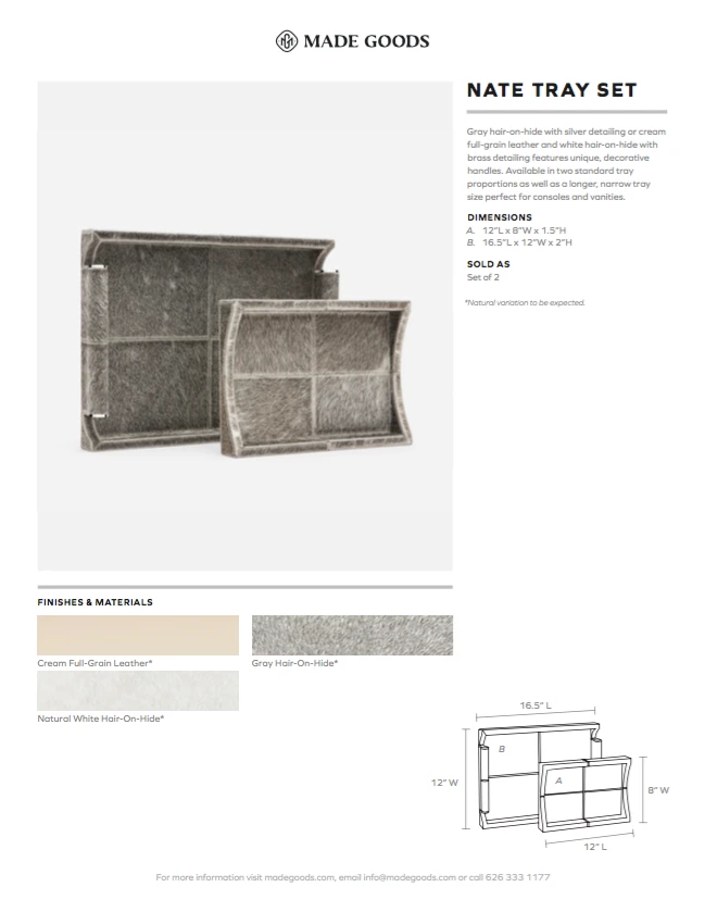 Made Goods New Arrivals Nate Tray Set White Hair On Hide 5 Made Goods New Arrivals Nate Tray Set White Hair On Hide