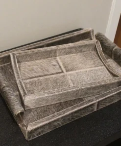 Made Goods Nate Tray Set Gray Hair On Hide