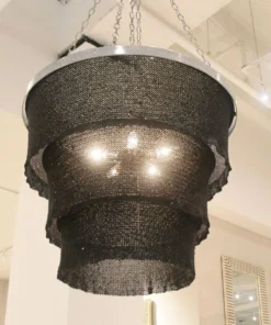 Made Goods Patricia Chandelier Black Coco Beads And Silver New Arrivals