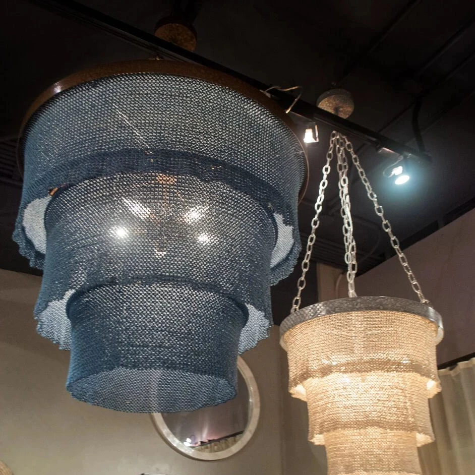 Made Goods New Arrivals Patricia Chandelier Small Dusty Blue Coco Beads And Gold Metal 2 Made Goods New Arrivals Patricia Chandelier Small Dusty Blue Coco Beads And Gold Metal