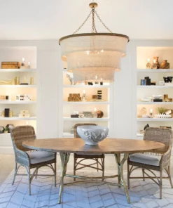 Made Goods New Arrivals Patricia Chandelier Natural Coco Beads And Gold Metal