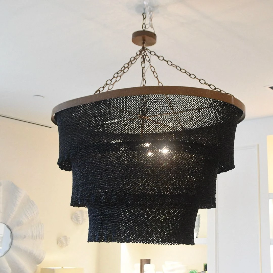 Made Goods Patricia Oval Chandelier Black Coco Beads And Brass 2 Made Goods Patricia Oval Chandelier Black Coco Beads And Brass