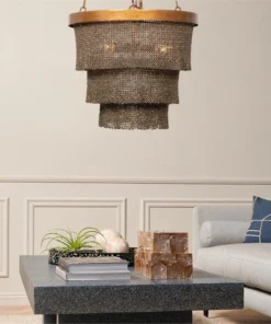 Made Goods Patricia Chandelier Bronze Coco Beads And Gold Metal 9 Made Goods Patricia Chandelier Bronze Coco Beads And Gold Metal