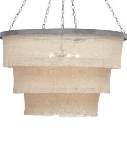 Made Goods Patricia Chandelier Oval Natural Coco Beads And Silver Metal