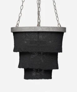 Made Goods Patricia Chandelier Small Black Coco Beads And Silver