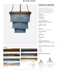 Made Goods Patricia Chandelier Black Coco Beads And Brass New Arrivals