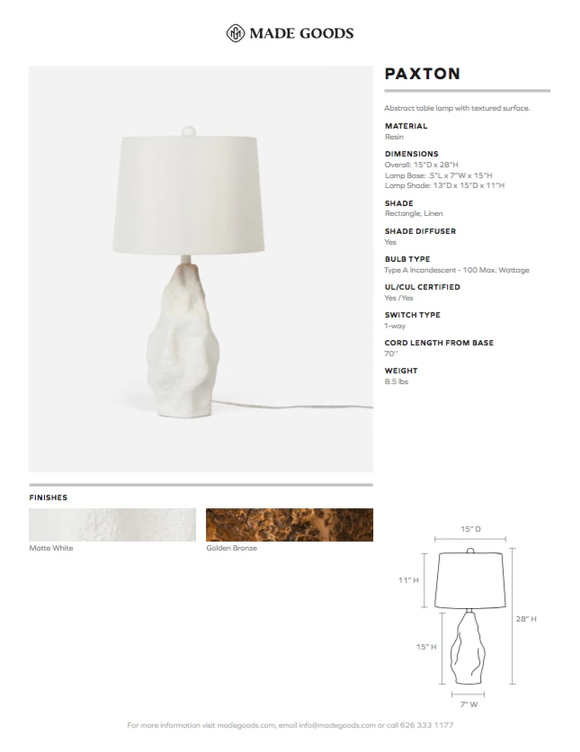 Made Goods New Arrivals Paxton Table Lamp Matte White 7 Made Goods New Arrivals Paxton Table Lamp Matte White