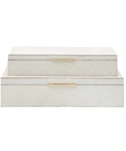 Made Goods New Arrivals Ralston Box Set Natural White Hair On Hide