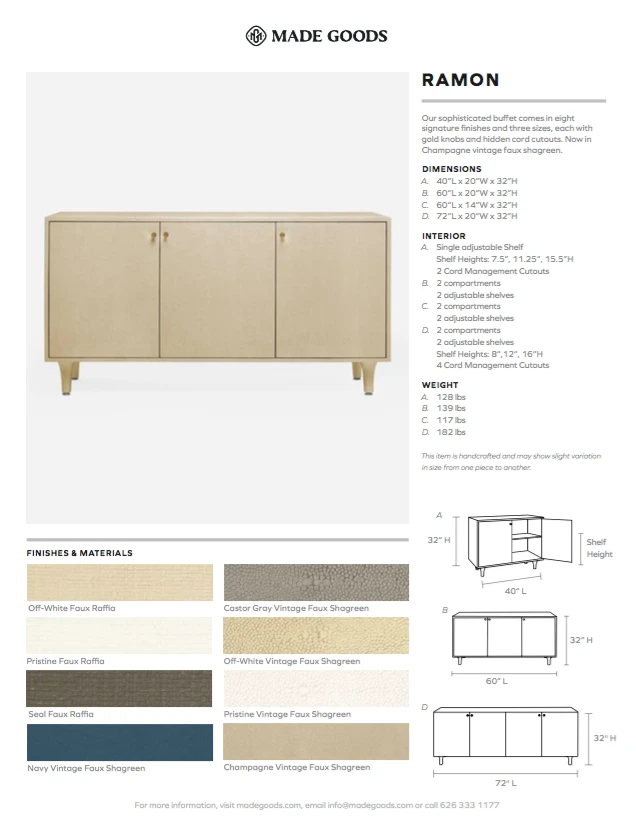 Made Goods New Arrivals Ramon 4 Door Buffet Pristine Faux Raffia 3 Made Goods New Arrivals Ramon 4 Door Buffet Pristine Faux Raffia