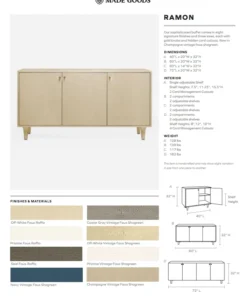 Made Goods Ramon 4 Door Buffet Seal Faux Raffia New Arrivals