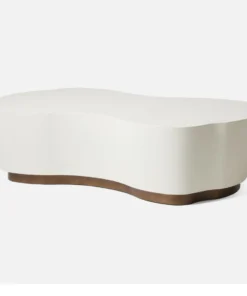 Made Goods Rockwell Coffee Table Large White Faux Belgian Linen New Arrivals