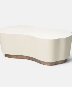 Made Goods Rockwell Coffee Table Small White Faux Belgian Linen