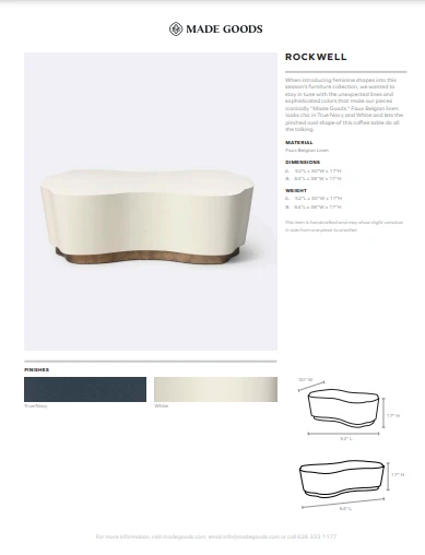 Made Goods Rockwell Coffee Table Large White Faux Belgian Linen New Arrivals 6 Made Goods Rockwell Coffee Table Large White Faux Belgian Linen New Arrivals