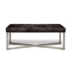 Made Goods Roger Double Bench Dark Brown Hide With Silver Metal Base New Arrivals