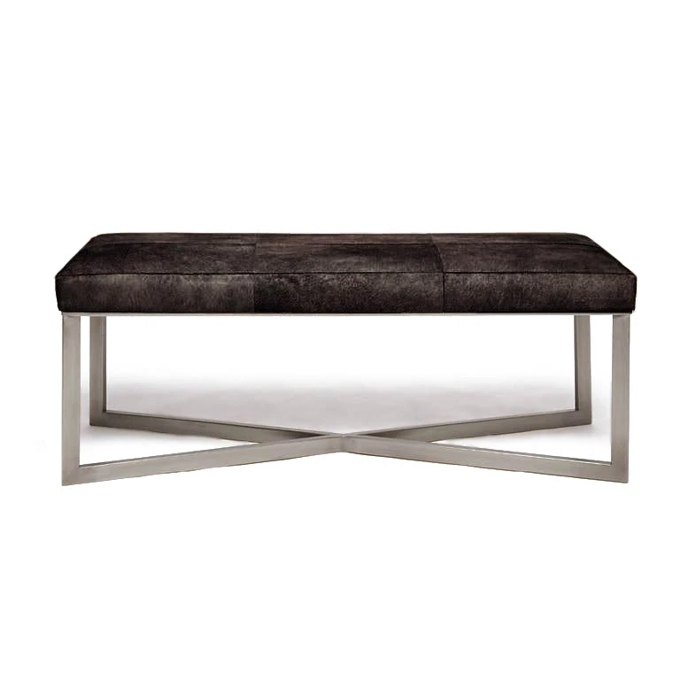 Made Goods Roger Double Bench Dark Brown Hide With Silver Metal Base New Arrivals 1 Made Goods Roger Double Bench Dark Brown Hide With Silver Metal Base New Arrivals