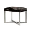Made Goods Roger Single Bench Dark Brown Hide With Silver Metal Base New Arrivals