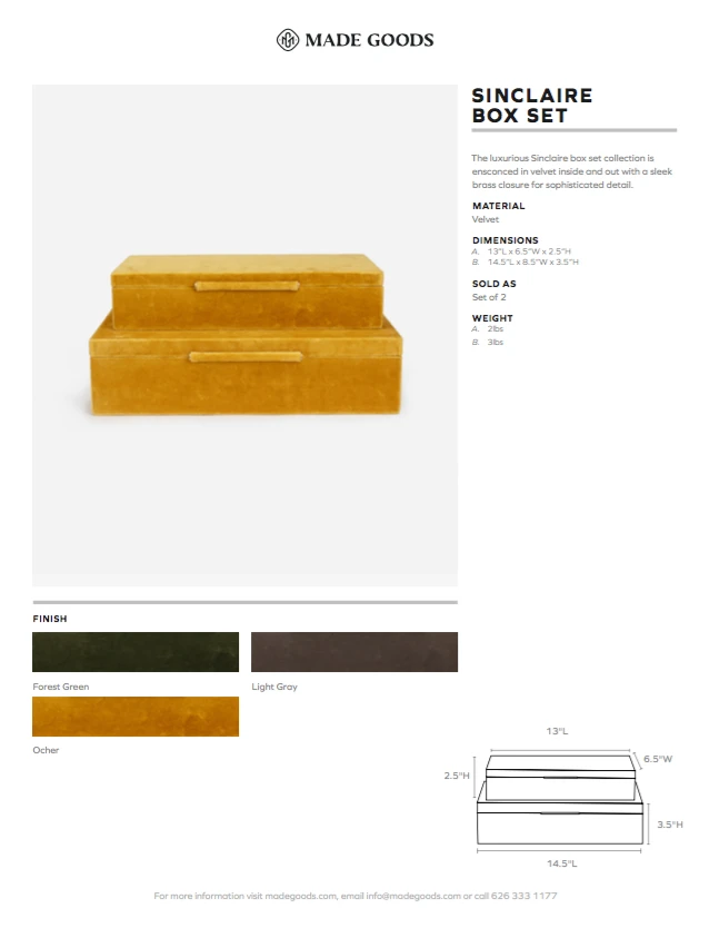 Made Goods New Arrivals Sinclaire Box Set Grey Velvet 4 Made Goods New Arrivals Sinclaire Box Set Grey Velvet