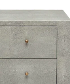 Made Goods New Arrivals Sorin 3 Drawer Single Nightstand Castor Gray Faux Shagreen