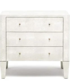 Made Goods New Arrivals Sorin 3 Drawer Double Nightstand Pristine Faux Shagreen