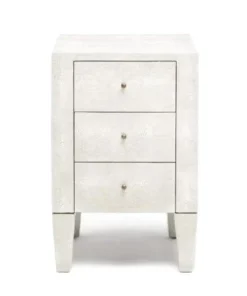 Made Goods Sorin 3 Drawer Single Nightstand Pristine Faux Shagreen