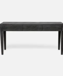 Made Goods Sorin 3 Drawer Desk Black Faux Shagreen