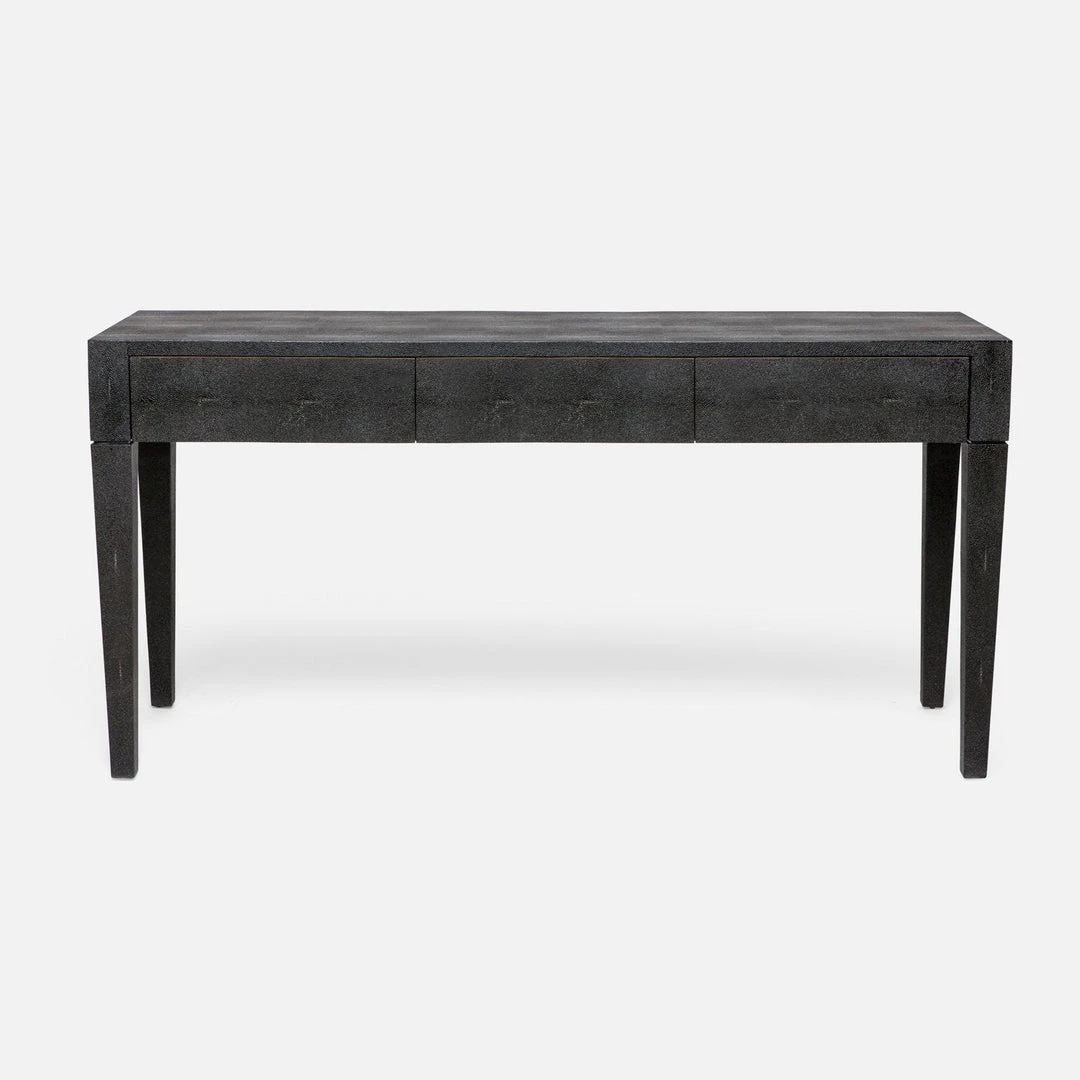Made Goods Sorin 3 Drawer Desk Black Faux Shagreen 1 Made Goods Sorin 3 Drawer Desk Black Faux Shagreen