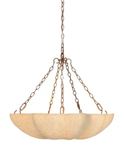 Made Goods New Arrivals Tabitha Chandelier Natural Coco Beads And Gold Metal