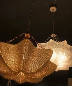 Made Goods New Arrivals Tabitha Chandelier Natural Coco Beads And Gold Metal