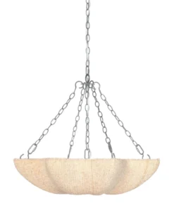 Made Goods New Arrivals Tabitha Chandelier Natural Coco Beads And Silver Metal