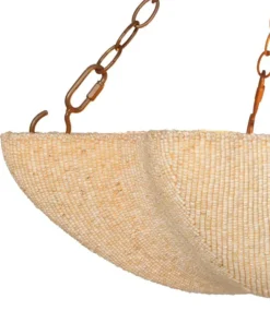 Made Goods New Arrivals Tabitha Chandelier Natural Coco Beads And Gold Metal