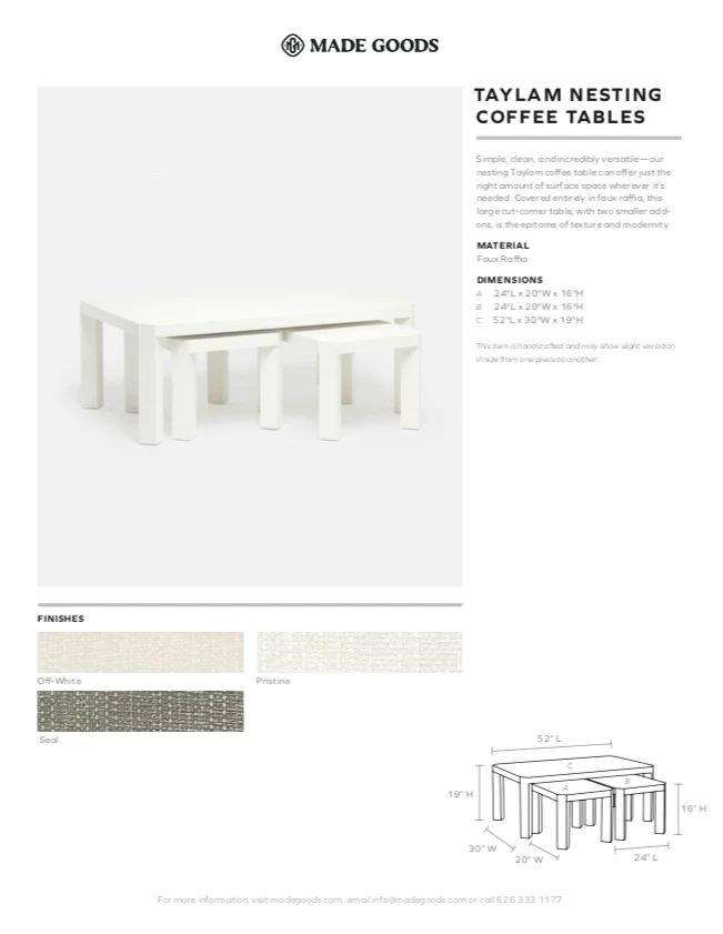 Made Goods Taylam Nesting Coffee Tables Large Off White Faux Raffia 3 Made Goods Taylam Nesting Coffee Tables Large Off White Faux Raffia