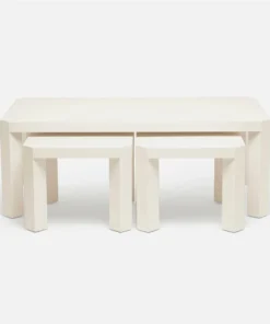 Made Goods Taylam Nesting Coffee Tables Large Off White Faux Raffia