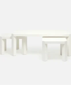 Made Goods Taylam Nesting Coffee Tables Large Pristine Faux Raffia