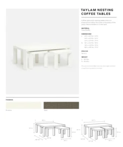 Made Goods New Arrivals Taylam Nesting Coffee Tables Small Off White Faux Raffia