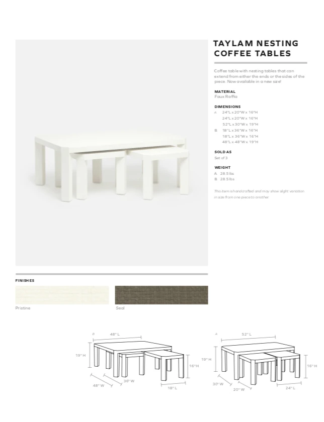 Made Goods New Arrivals Taylam Nesting Coffee Tables Small Off White Faux Raffia 2 Made Goods New Arrivals Taylam Nesting Coffee Tables Small Off White Faux Raffia