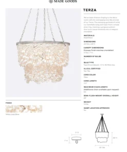 Made Goods New Arrivals Terza Chandelier Clamshell And Silver Metal