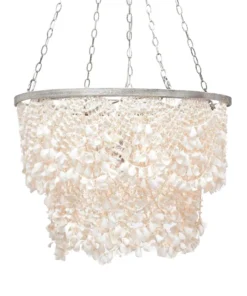 Made Goods New Arrivals Terza Chandelier Clamshell And Silver Metal