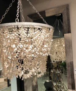 Made Goods New Arrivals Terza Chandelier Clamshell And Silver Metal