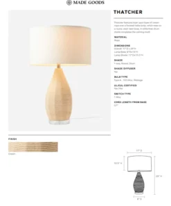 Made Goods Thatcher Table Lamp Cream Rope New Arrivals 13 Made Goods Thatcher Table Lamp Cream Rope New Arrivals