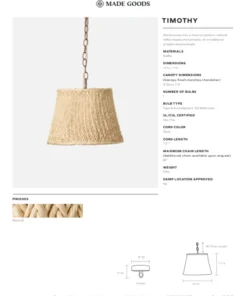 Made Goods Timothy Pendant Raffia